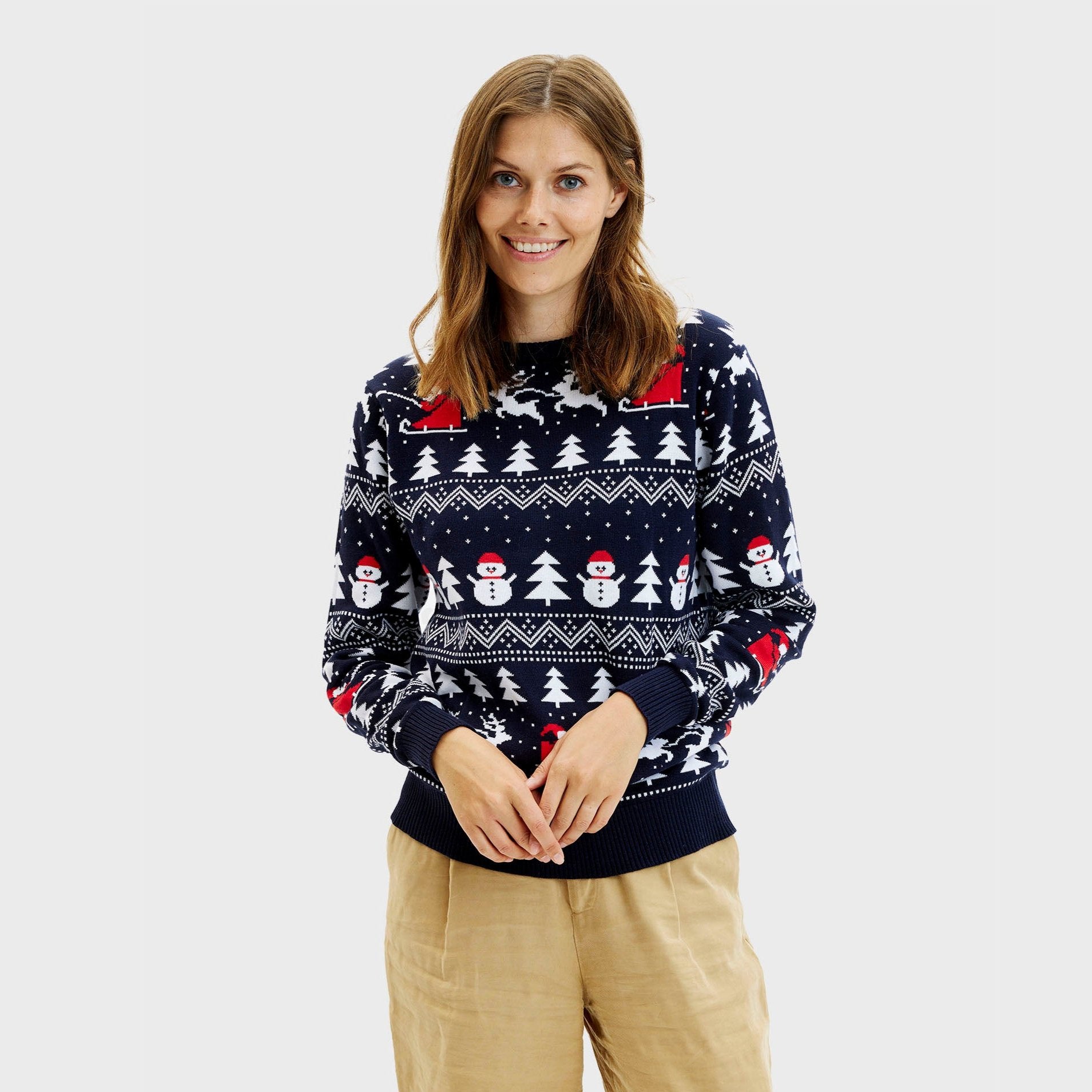 Le Pull De Noël Stylé Bleu - Femme.